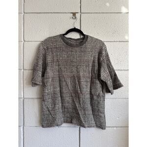 Vintage 100% Virgin Wool Plaid Crewneck Sweater Top size L